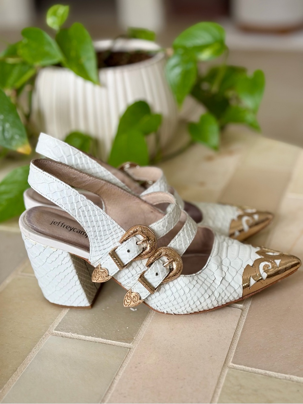 Jeffrey Campbell Walter Slingback Heels with Gold Buckle Detail - 7.5 - Picture 4 of 9